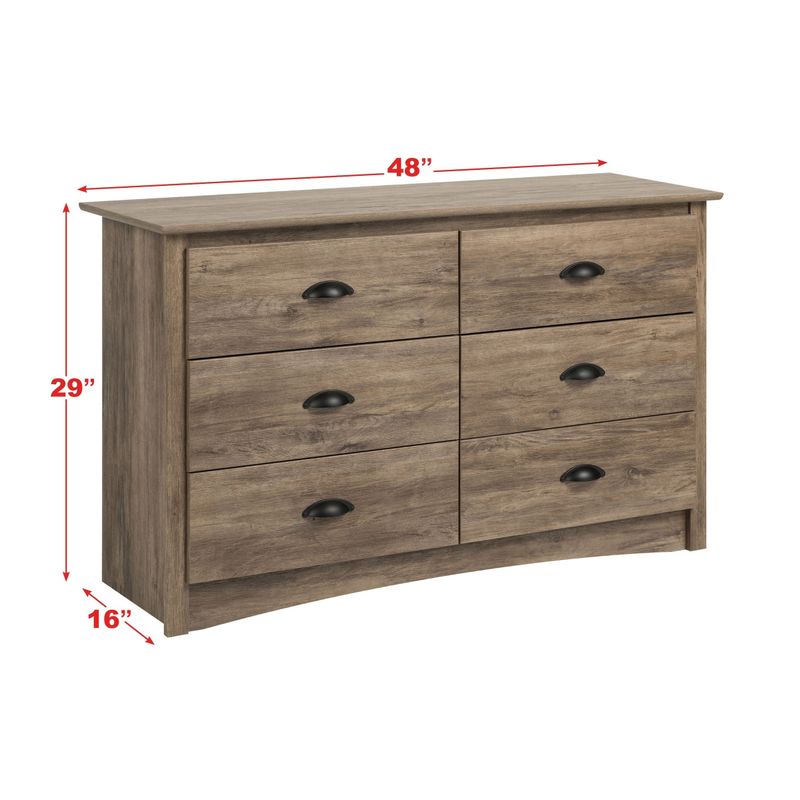 Porch & Den Commerce Black 6-drawer Condo-sized Dresser - Drifted Gray