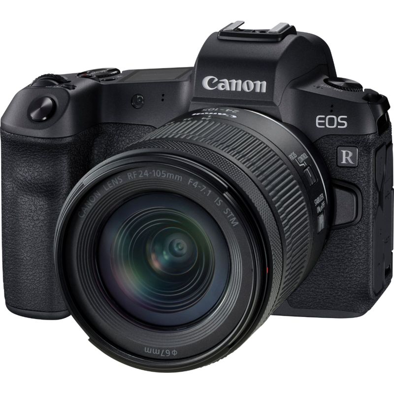 Front Zoom. Canon - EOS R Mirrorless 4K Video Camera with RF 24-105mm f/4-7.1 IS STM Lens - Black