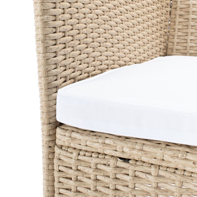 SAFAVIEH Outdoor Hailee 9-Piece Wicker Dining Set - Natural/White Cushion