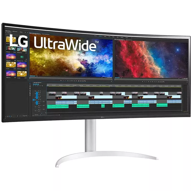 LG 37.5” 21:9 QHD+ UltraWide Curved Monitor, Silver