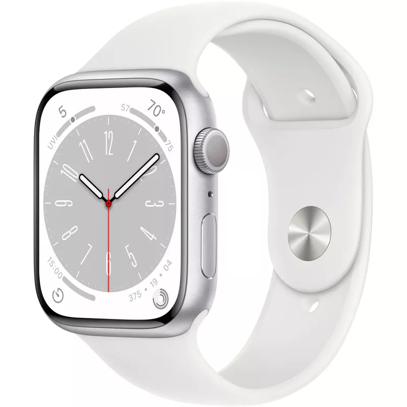 Apple Watch Series 8 GPS 41mm Silver Aluminum Case with White Sport Band M/L White