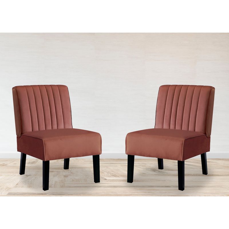 Nightingale Velvet Stripe Back Accent Chair Set of 2 - Grey