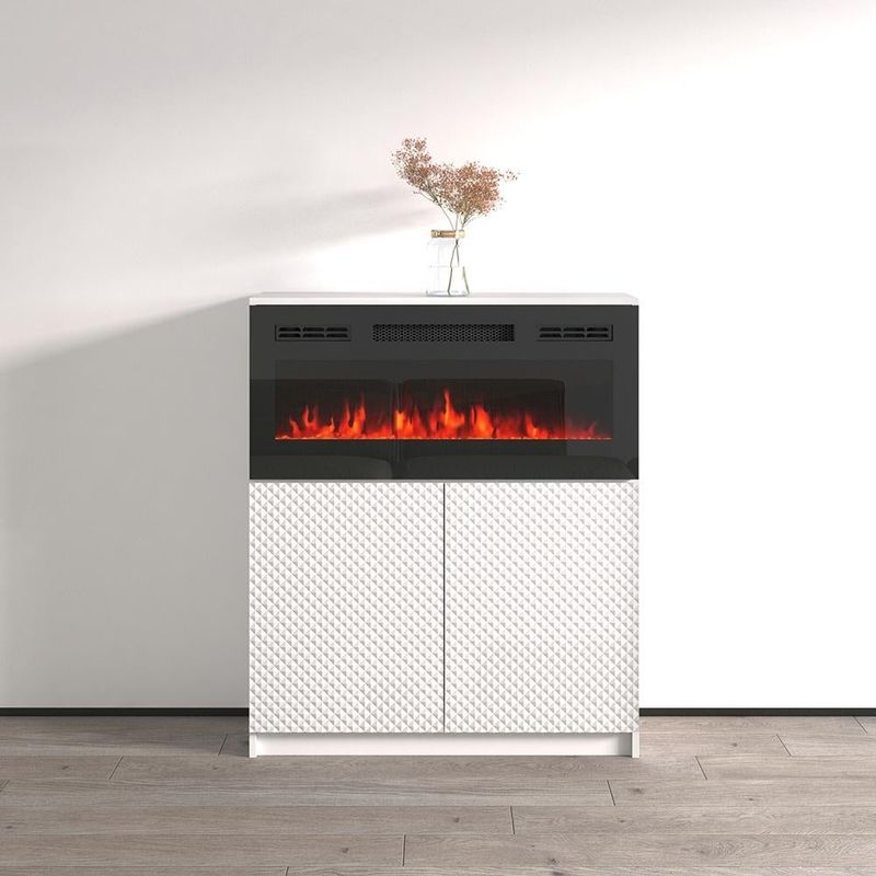 Carla 01 BL-EF Electric Fireplace Sideboard - White
