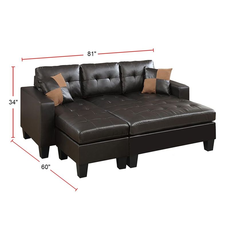 Tufting Sectional Sofa with Ottoman - Blue Grey