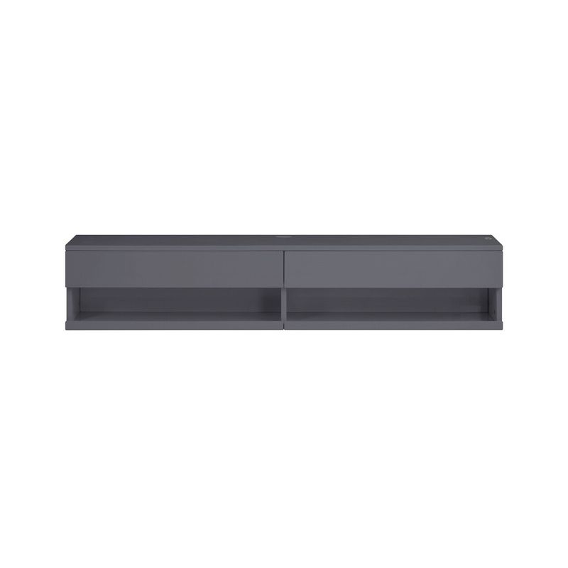 ACME Ximena Floating TV Stand in LED and Gunmetal Finish - White and Chrome