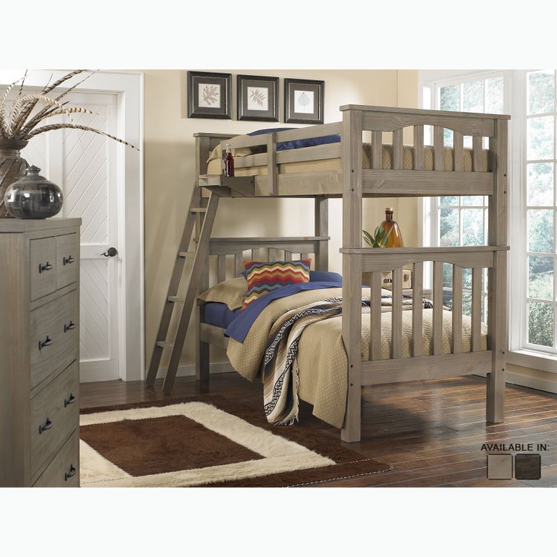 Highlands Collection Grey Wood Twin over Twin Harper Bunk - Twin over Twin Harper Bunk Driftwood