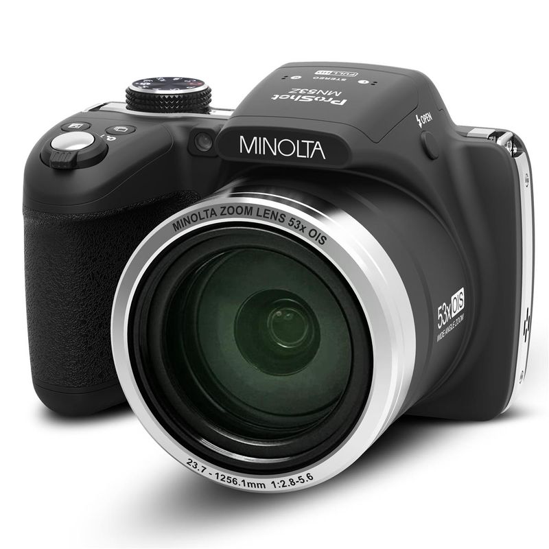 Minolta MN53Z 16MP FHD Digital Camera with 53x Optical Zoom, Wi-Fi, Black Bundle with Shoulder Bag, Octopus Tripod, 16GB SD Card,...