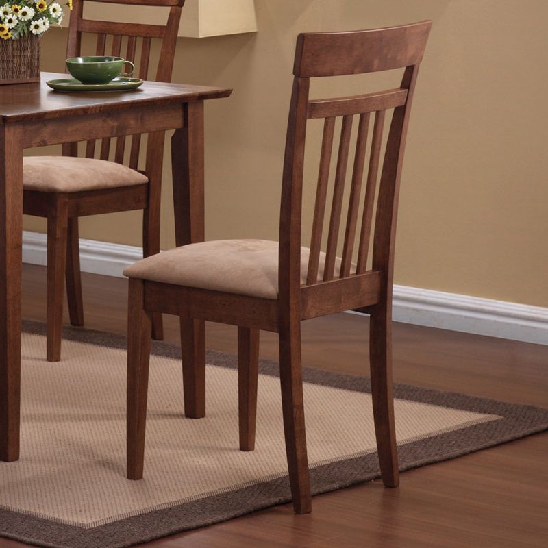 5 Piece Dining Set in Tan and Chestnut Finish - Tan and Chestnut