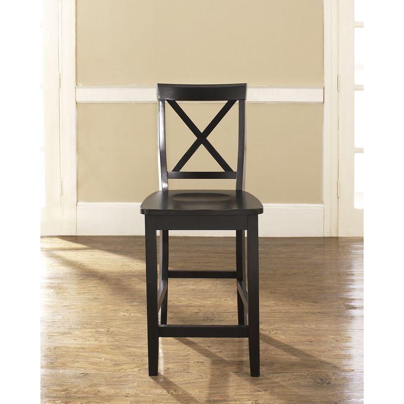 X-Back Bar Stool in Black Finish with 24 Inch Seat Height. (Set of Two) - X-Back Bar Stool in Black 24inch height (2)