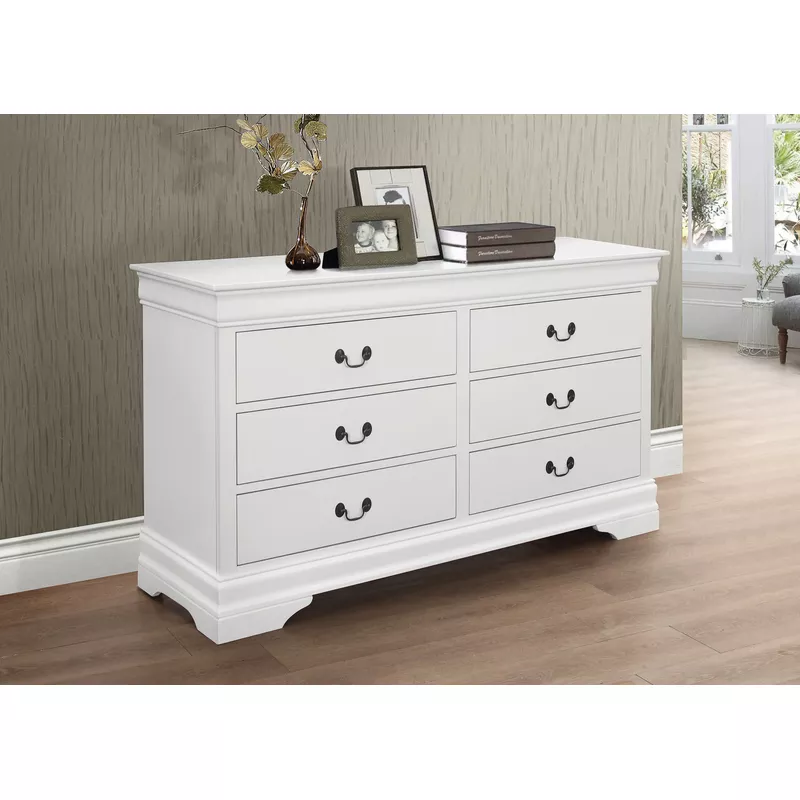 Louis Philippe 6-drawer Dresser White