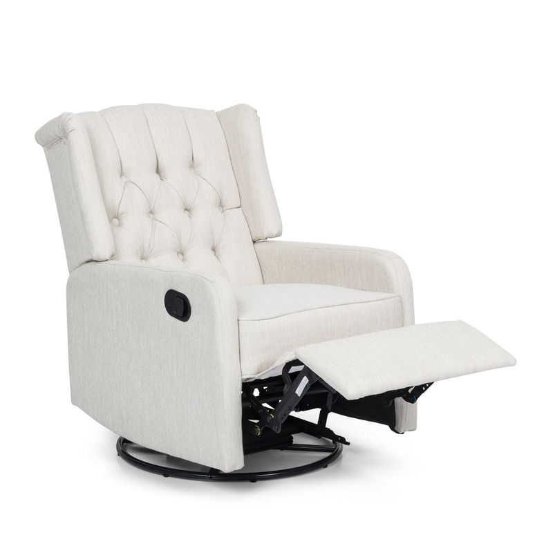 Mohaven Contemporary Tufted Wingback Swivel Recliner by Christopher Knight Home - Beige + Black