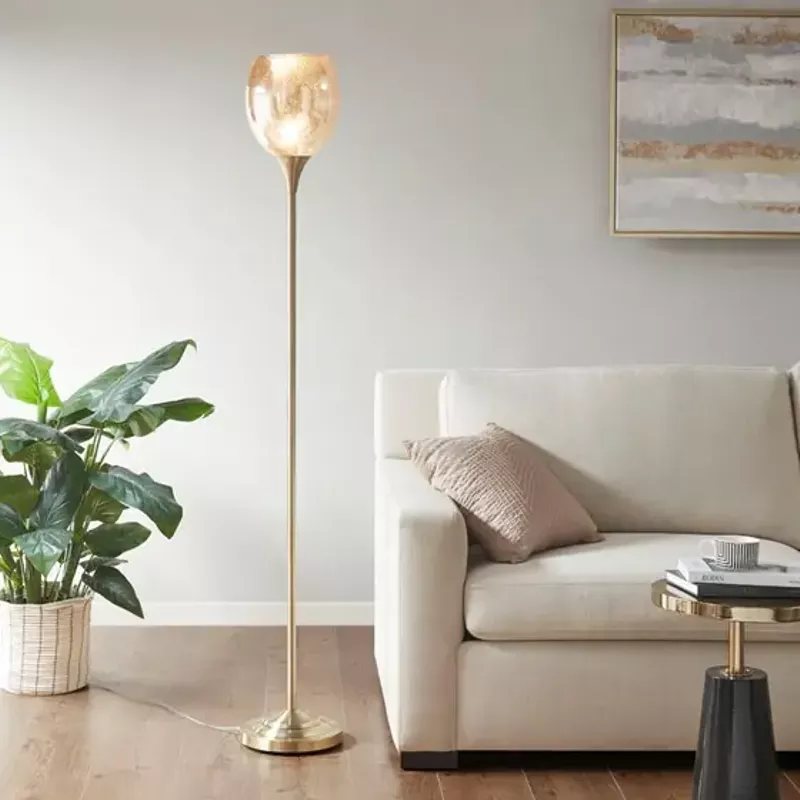 Bellow Uplight Floor Lamp with Mercury Glass Shade