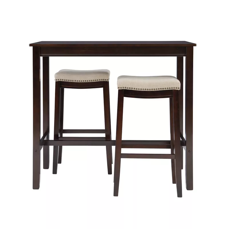 Ansley 3Pc Bar Set Walnut Linen