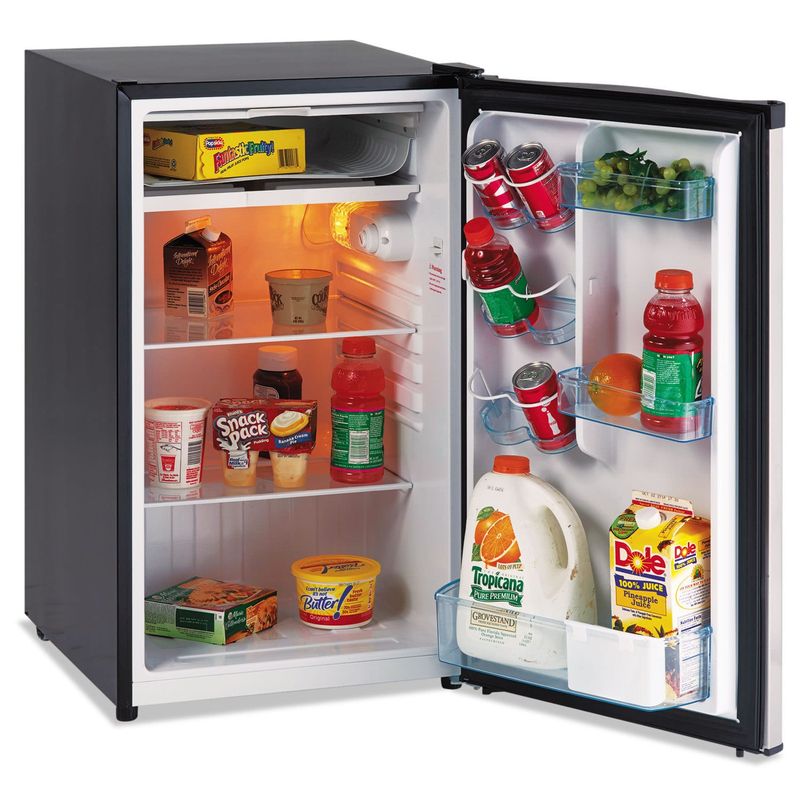 Avanti 4.4 CF Refrigerator, 19 1/2"W x 22"D x 33"H, Black/Stainless Steel - Black/Stainless