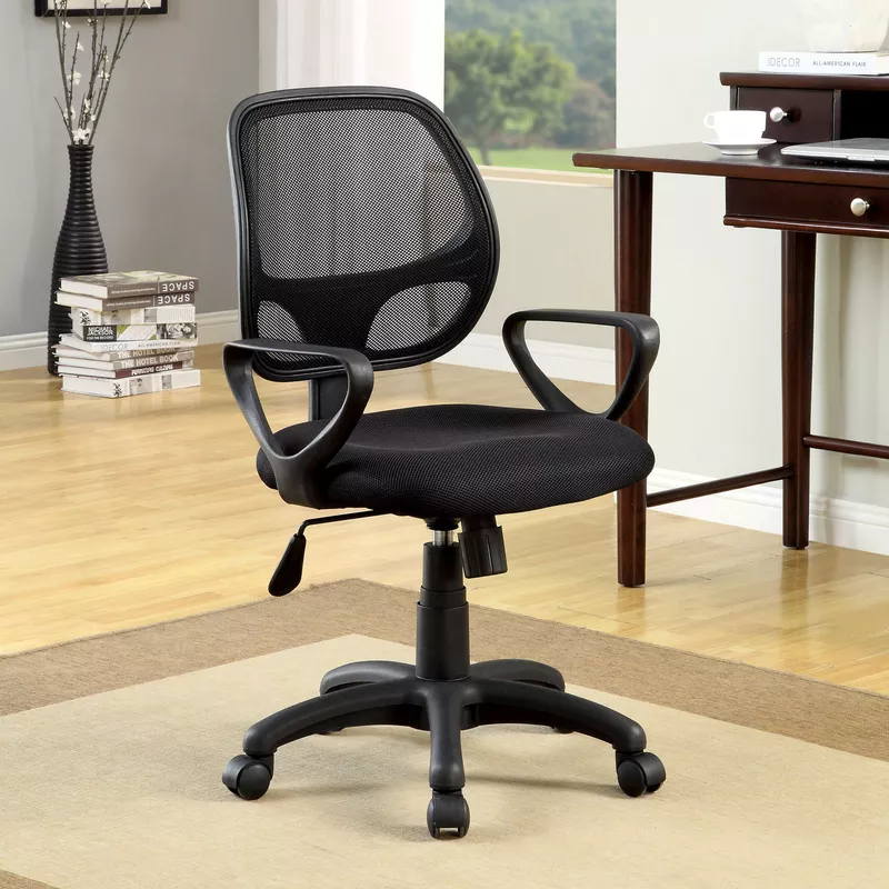 Contemporary Fabric Adjustable Office Chair in Black