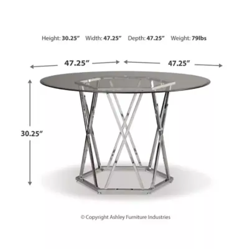 Rent to own Chrome Finish Madanere Round Dining Room Table