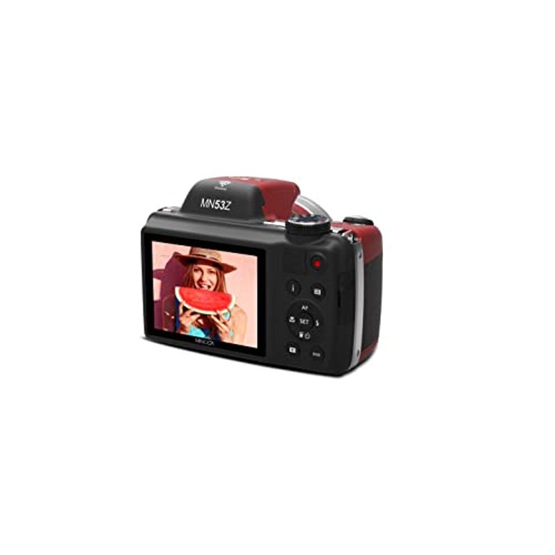 Minolta MN53Z 16MP FHD Wi-Fi Bridge Camera with 53x Optical Zoom, Red