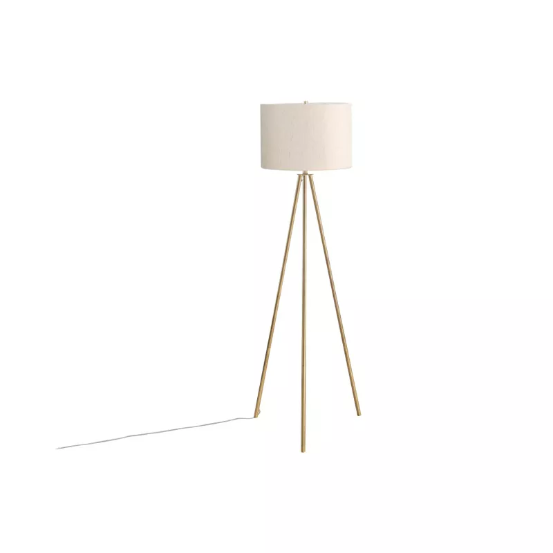 Lighting - 63"H Floor Lamp Brass Metal / Ivory Shade
