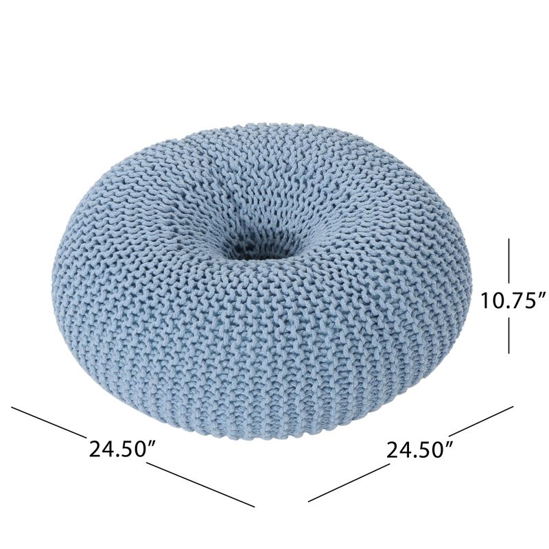 Everett Knitted Cotton Donut Pouf by Christopher Knight Home - Dark Grey - Modern & Contemporary