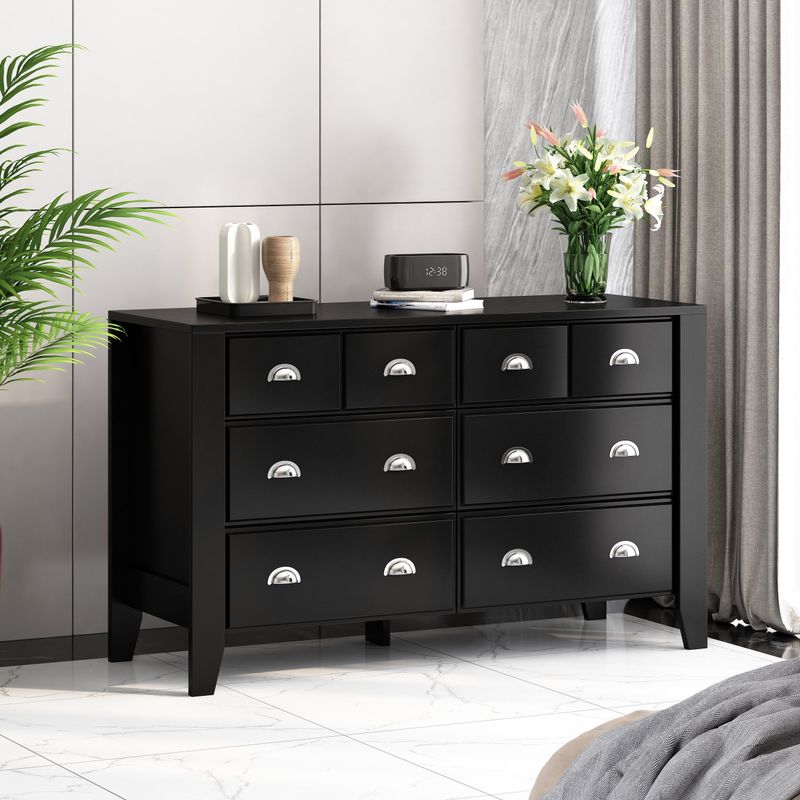 Foisy  Faux Wood 6 Drawer Double Dresser by Christopher Knight Home - Black