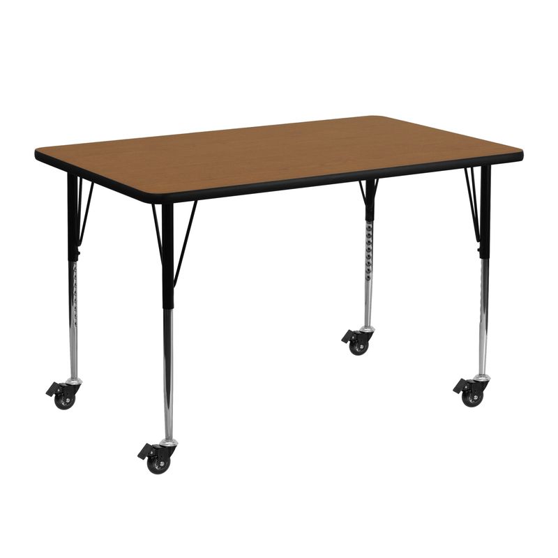 Mobile 24''W x 48''L Thermal Laminate Activity Table - Adjustable Legs - Gray