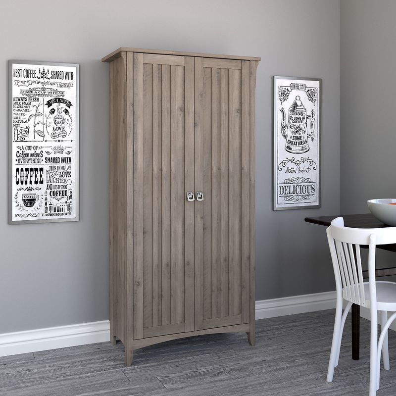 Bush Furniture Salinas Kitchen Pantry Cabinet with Doors - Metal Finish