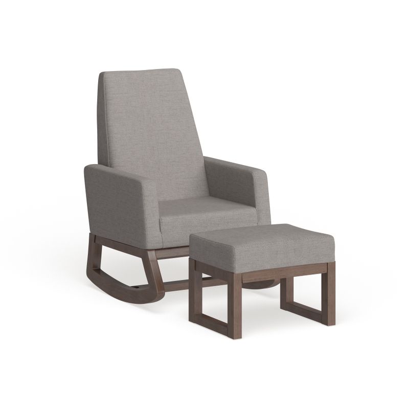 Carson Carrington Honningsvag Mid-century Modern Grey Upholstered Rocking Chair and Ottoman Set - Set-Grey