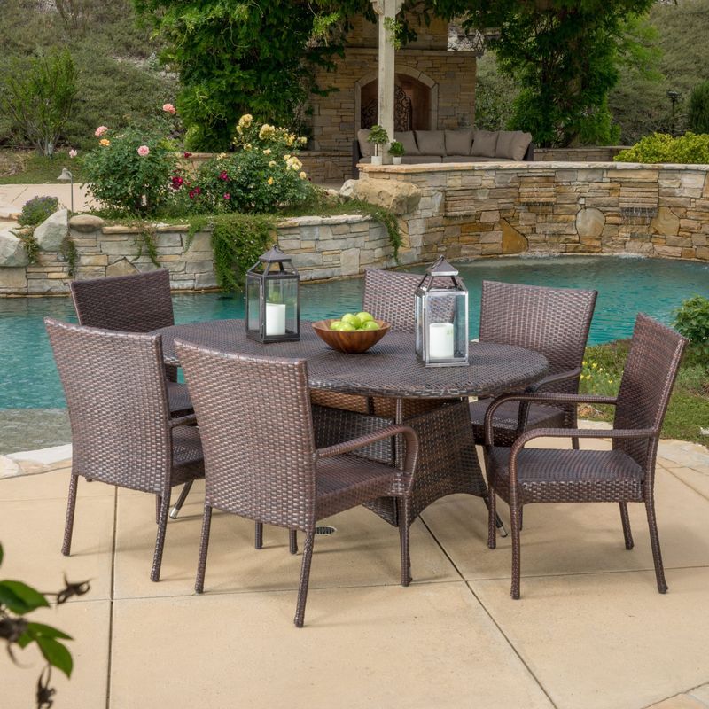 Blakely Outdoor 7-piece Wicker Dining Set by Christopher Knight Home - Multi-Brown