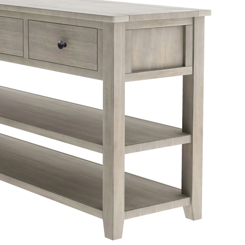 Nestfair Solid Wood Console Table with Three Top Drawers and Two Open Shelves - Beige