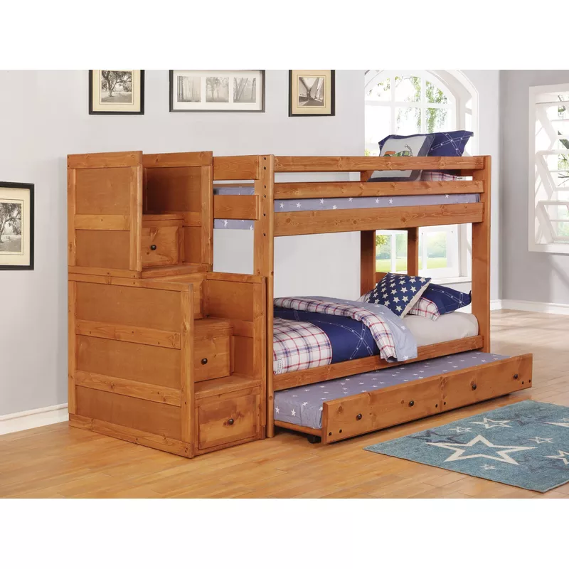 Wrangle Hill Twin over Twin Bunk Bed Amber Wash