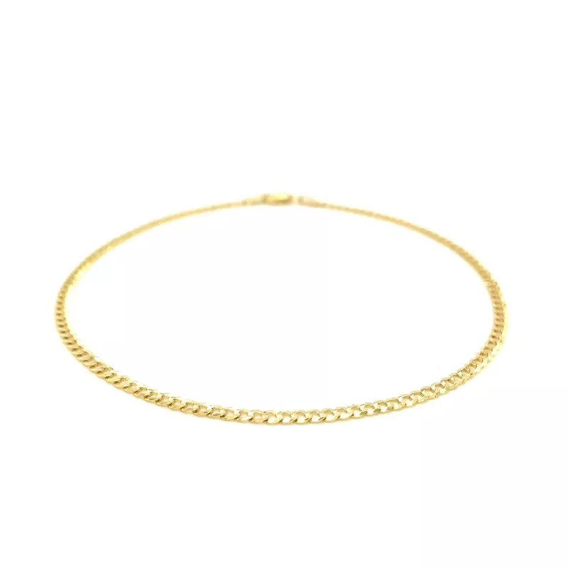 2.5mm 14k Yellow Gold Curb Link Anklet (10 Inch)