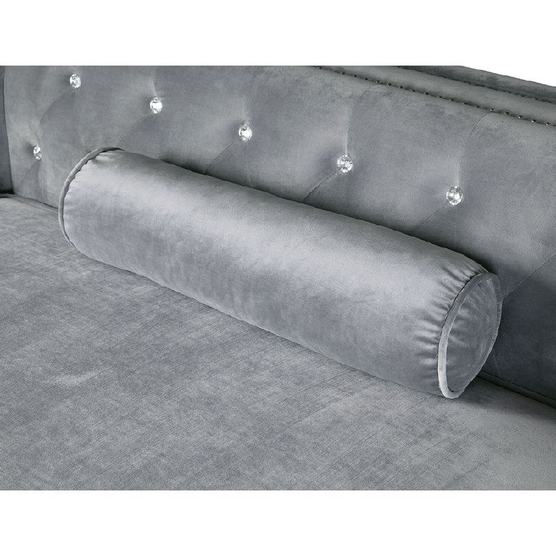 2 Piece Flannelette Sectional With Pillows - Grey