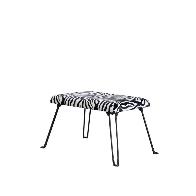 17-inch Modern Fabric Upholstered Animal Print Accent Seat with Foldable Legs - Zebra