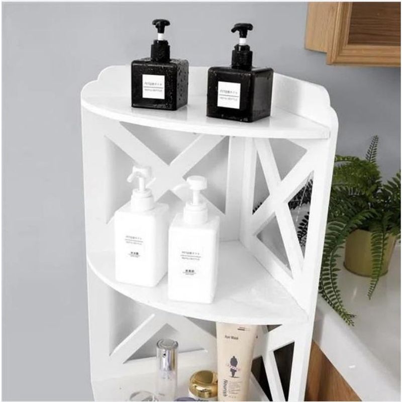 Modren Bathroom Floor Storage Cabinet - White - Glossy