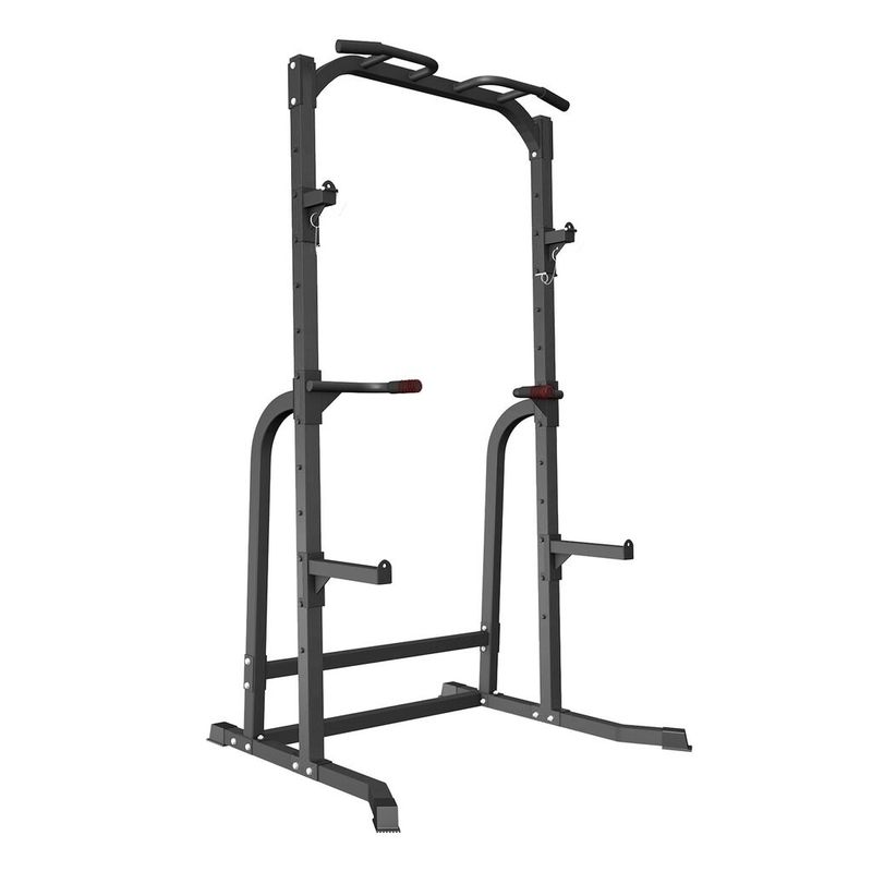 ZENOVA Power Rack Squat Rack with J-Hooks and Dip Bar, 800LBS Weight Capacity - 600LBS - Black