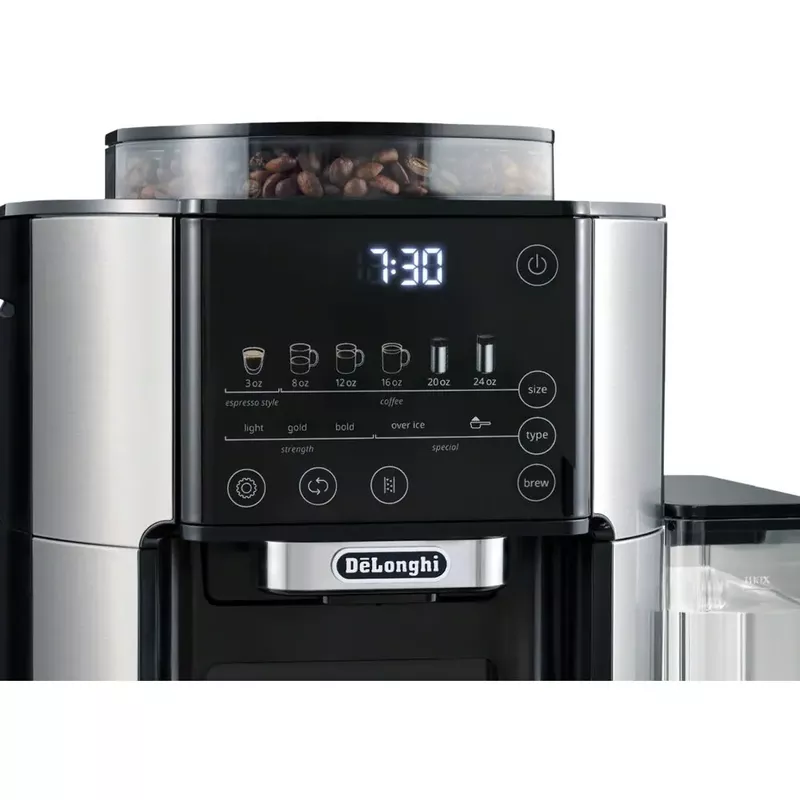 De'Longhi - TrueBrew Automatic Single Serve, 8 oz to 24 oz Coffee Maker with Bean Extract Technology - Stainless Steel