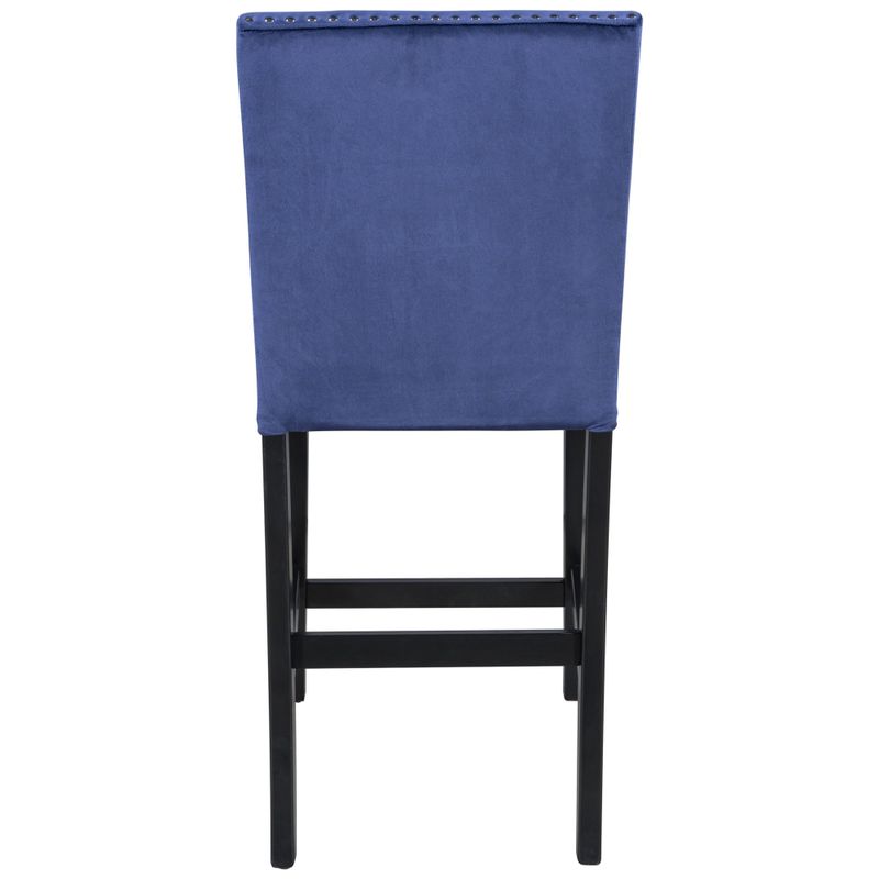 4 Pieces Wooden Counter Height Upholstered Dining Chairs - N/A - Blue