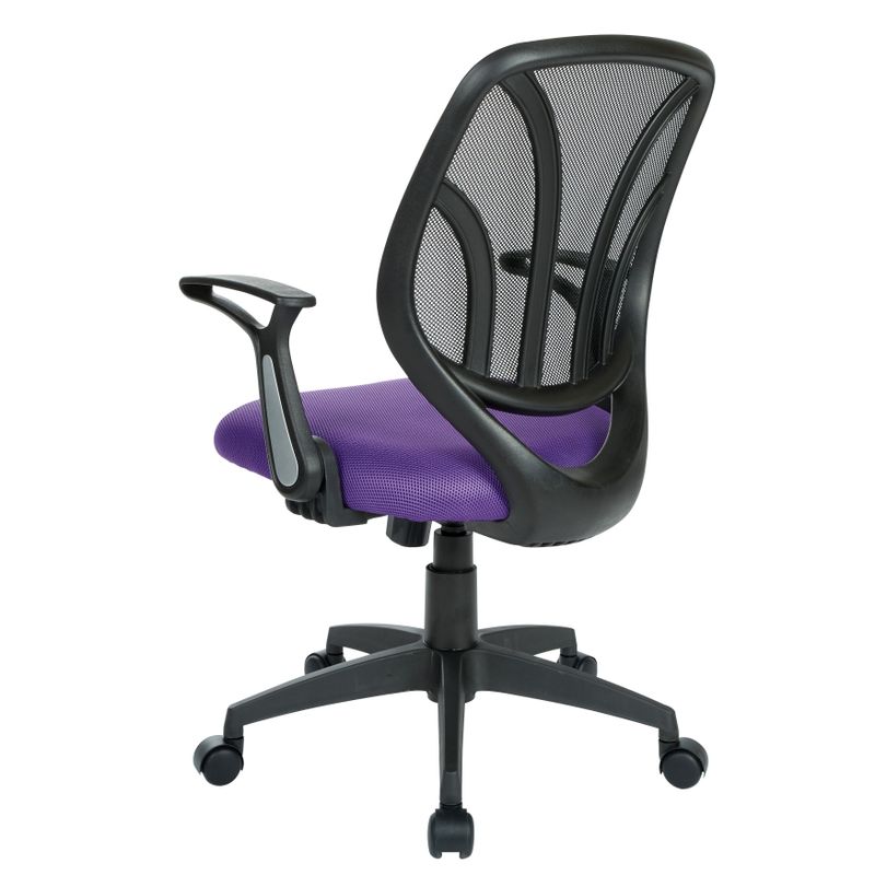 Office Chair with Flip Arms and Silver Accents - Purple