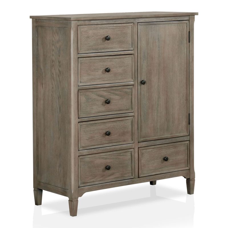 Furniture of America Lanister Transitional Warm Grey 6-drawer Armoire - Wire-Brushed Warm Grey
