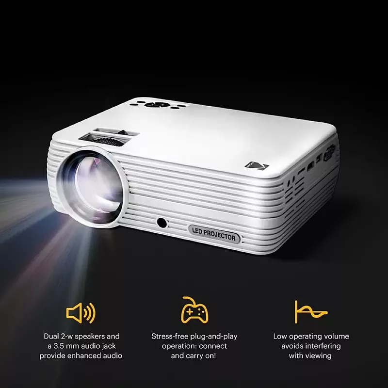 Kodak - FLIK X4 Home Projector, 4.0 LCD Portable Small Home Theater System w/1080p Compatibility & Bright Lumen LED Lamp - White