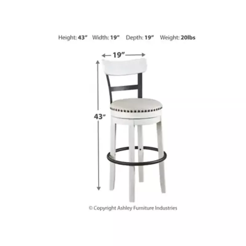 White Valebeck Tall Upholstered Swivel Barstool(1/CN)