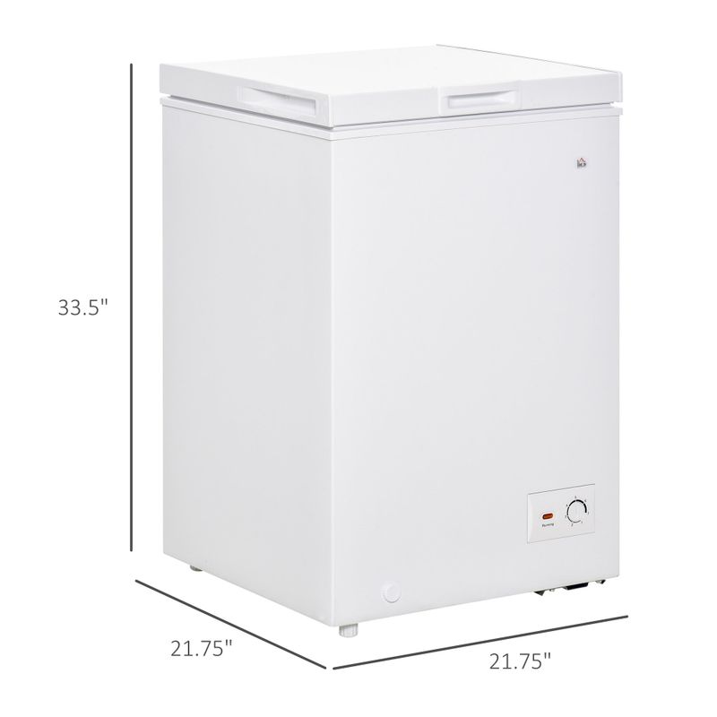 HOMCOM Compact Single Door Chest Freezer - 21.75" L x 21.75" W x 33.5" H - White - 21.75" L x 21.75" W x 33.5" H