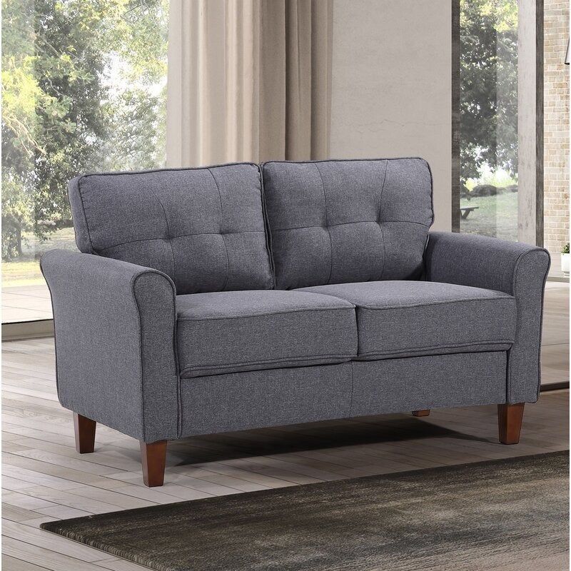 Kouchouk  54.5'' Linen Flared Arm Loveseat - Drak Grey