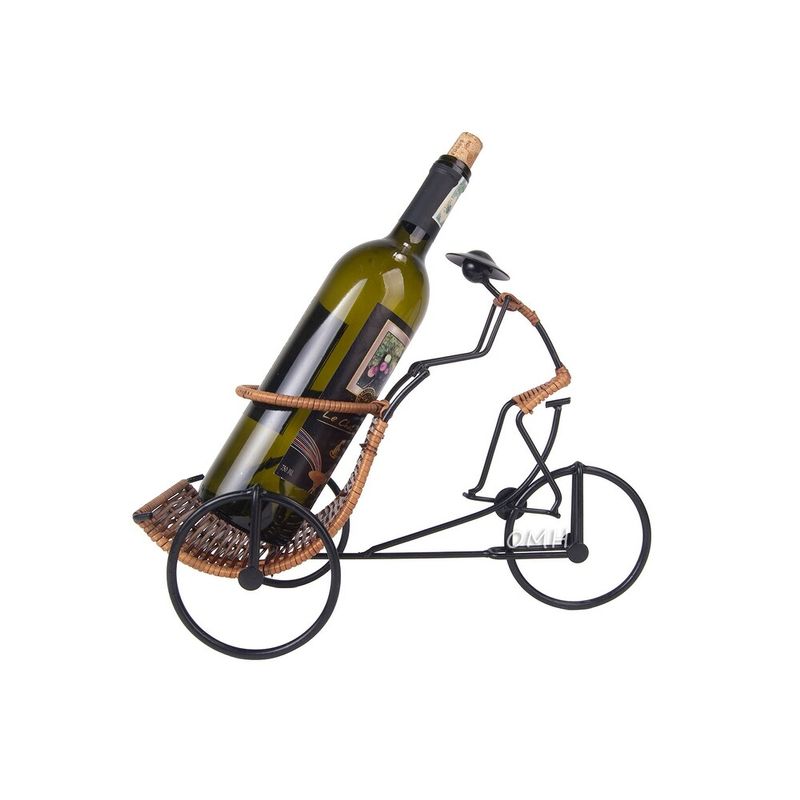 Asian Style Rickshaw Cyclist Wine Holder - Multi