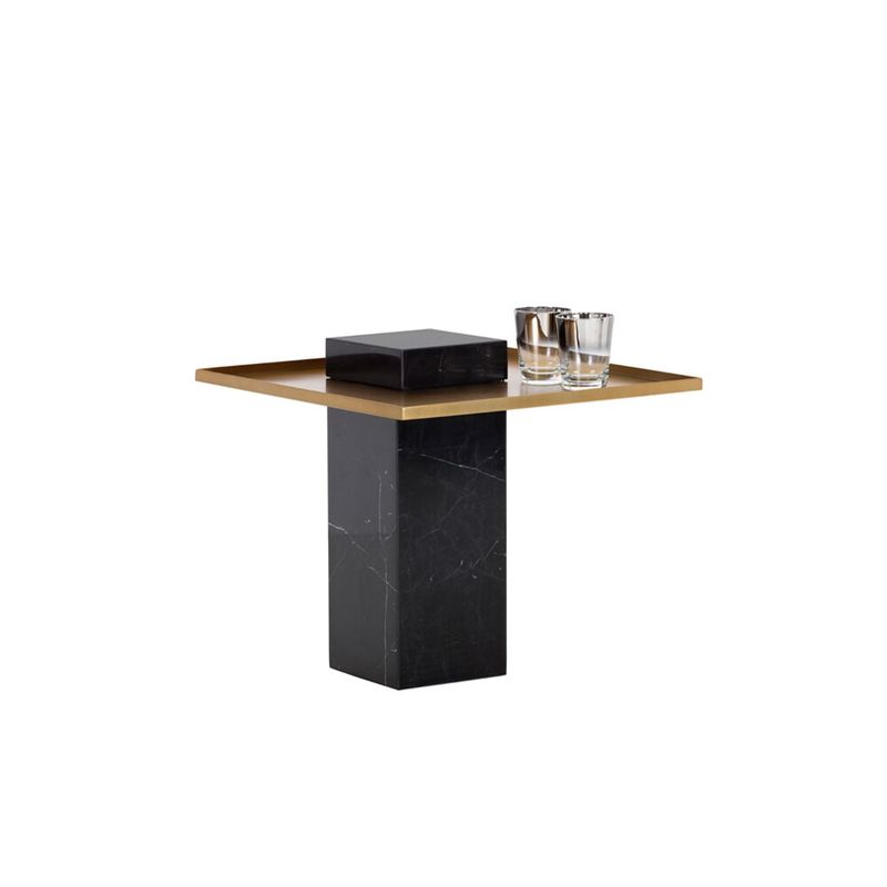 Verona Black and Gold Marble End Table - End Tables