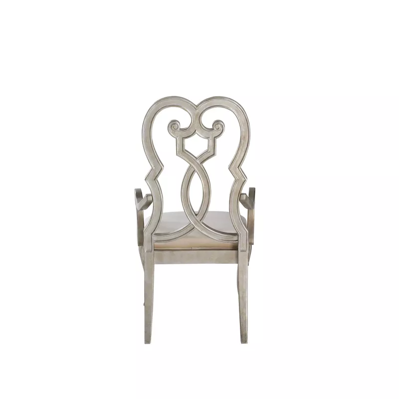 ACME Esteban Arm Chair (Set-2), Ivory Velvet & Antique Champagne Finish