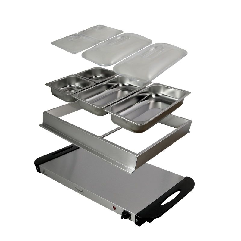 MegaChef Buffet Server & Food Warmer with 4 Sectional Trays - Electric - 4 - Silver