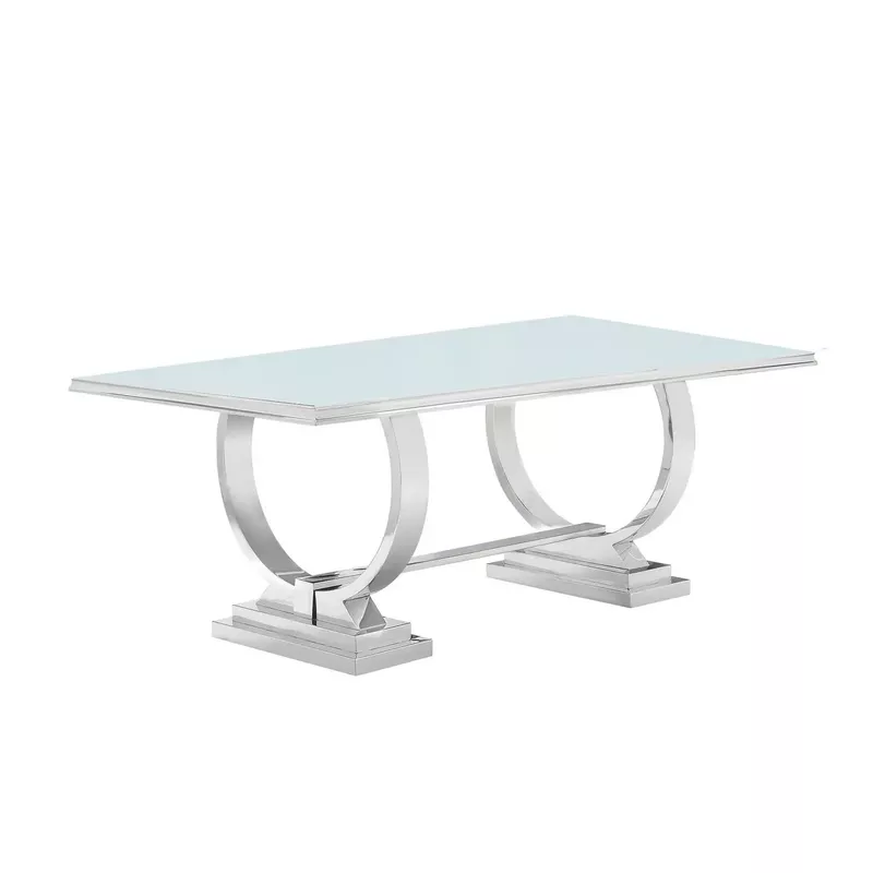 Coaster Furniture Antoine White and Chrome Rectangle Dining Table - Chrome