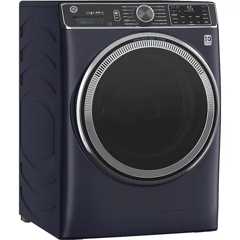 GE - 5.0 Cu Ft High-Efficiency Stackable Smart Front Load Washer w/UltraFresh Vent, Microban Antimicrobial & 1-Step Wash+Dry - Sapphire Blue