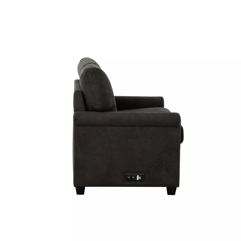 Kensington Charcoal 54 in. Convertible Twin Sleeper Sofa with USB Ports